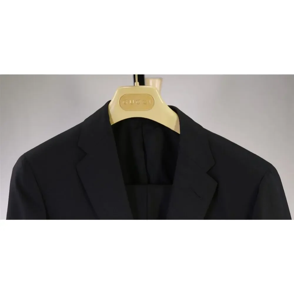 Gucci Tom Ford Era Solid Black 2-Btn Wool Mohair Suit Eu 44 US 34R